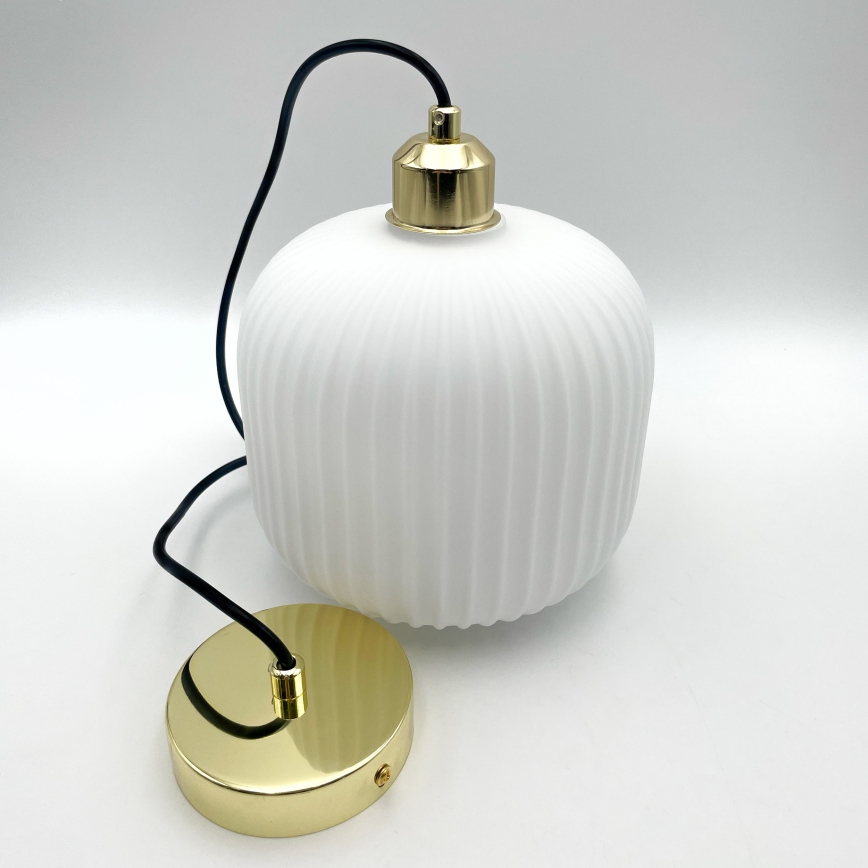Lámpara colgante HARMA 1xE27/15W/230V diá. 20 cm blanco/dorado