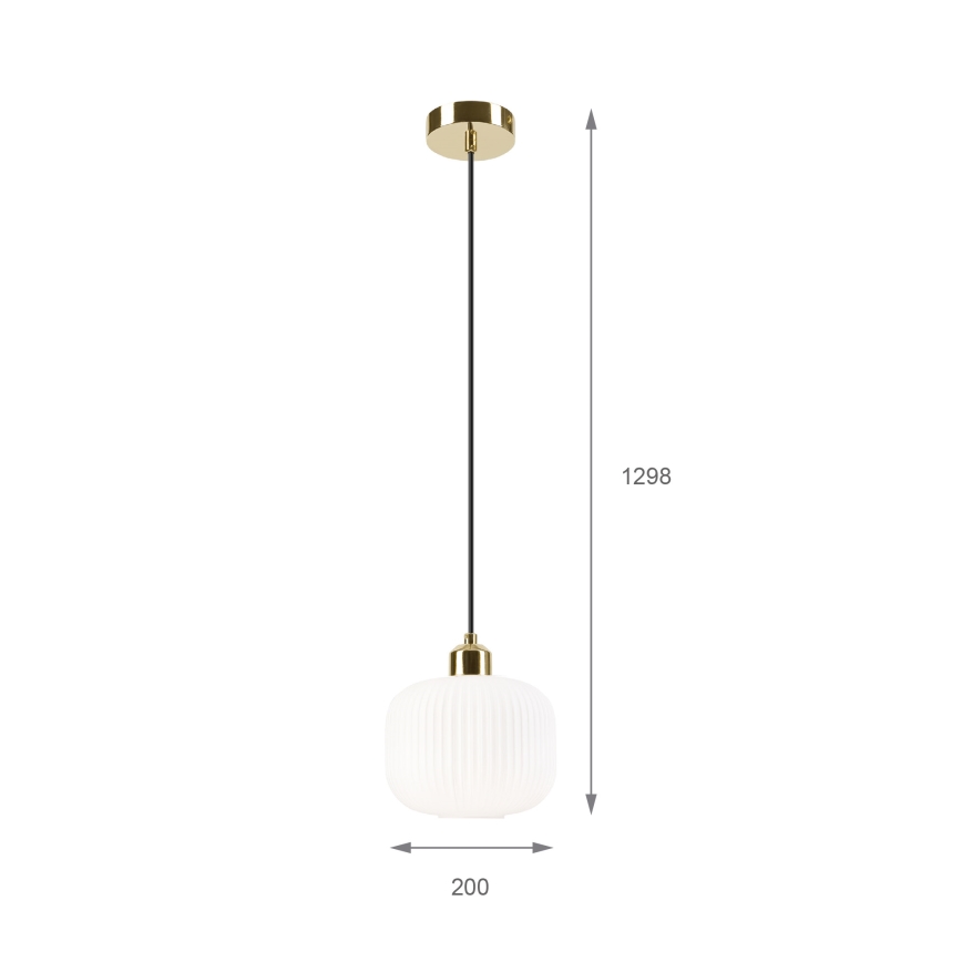 Lámpara colgante HARMA 1xE27/15W/230V diá. 20 cm blanco/dorado