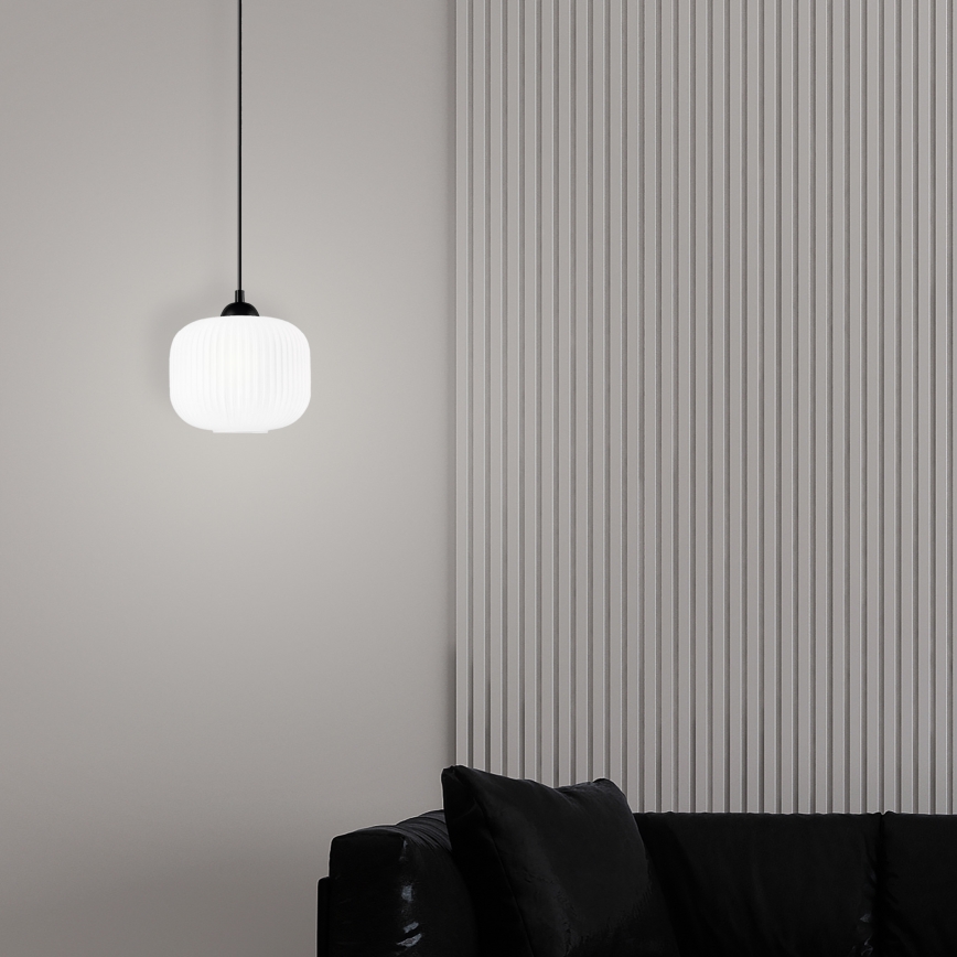 Lámpara colgante HARMA 1xE27/15W/230V diá. 20 cm blanco/negro