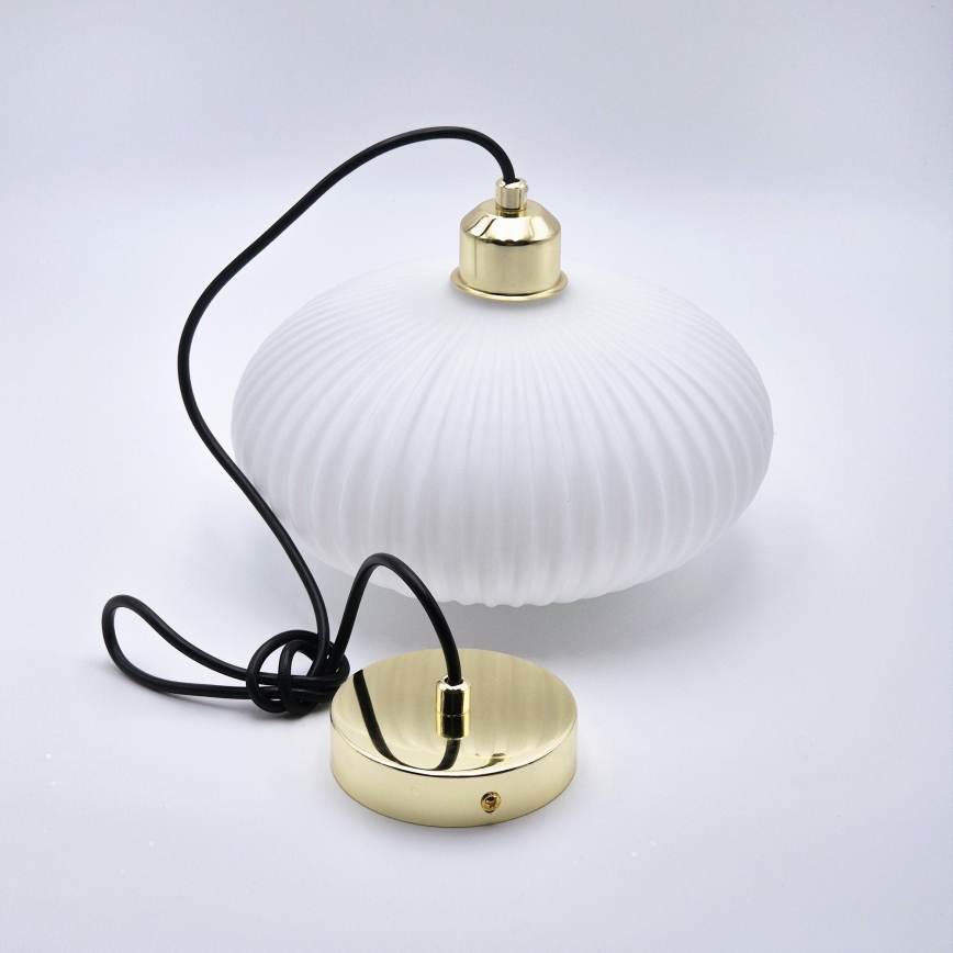 Lámpara colgante HARMA 1xE27/15W/230V diá. 25 cm blanco/dorado