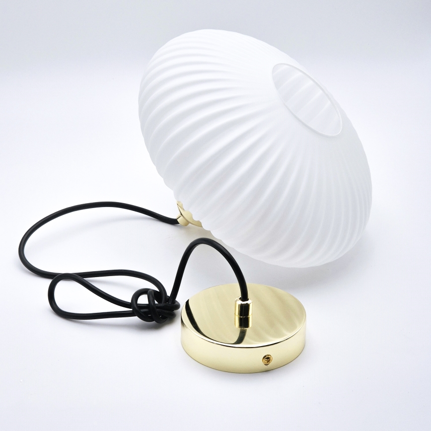 Lámpara colgante HARMA 1xE27/15W/230V diá. 25 cm blanco/dorado