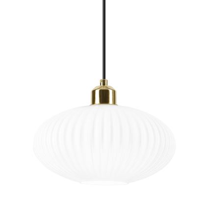 Lámpara colgante HARMA 1xE27/15W/230V diá. 25 cm blanco/dorado