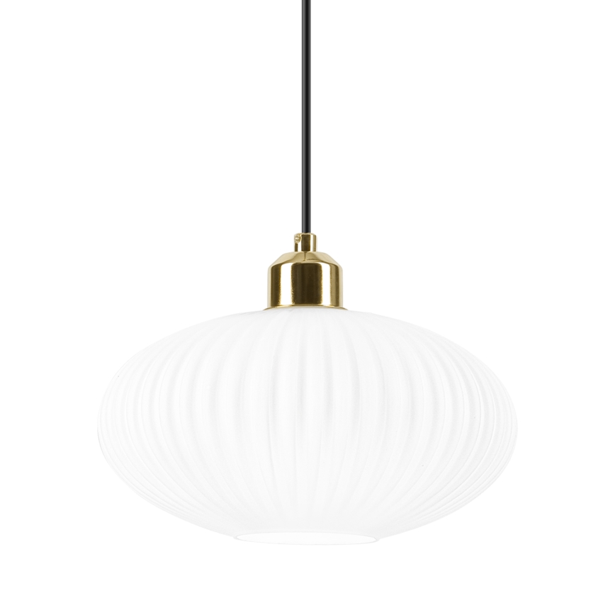 Lámpara colgante HARMA 1xE27/15W/230V diá. 25 cm blanco/dorado