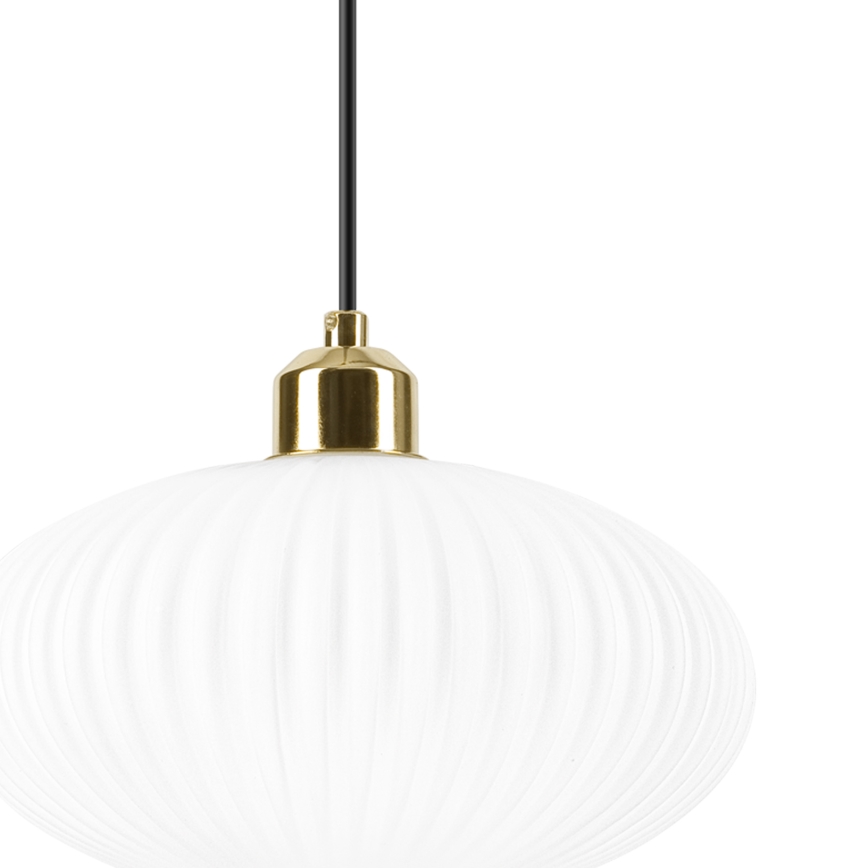 Lámpara colgante HARMA 1xE27/15W/230V diá. 25 cm blanco/dorado