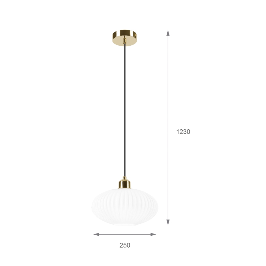 Lámpara colgante HARMA 1xE27/15W/230V diá. 25 cm blanco/dorado