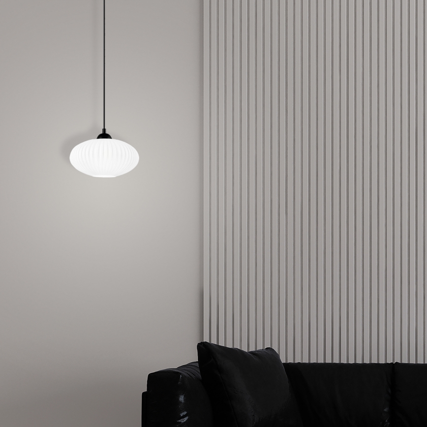 Lámpara colgante HARMA 1xE27/15W/230V diá. 25 cm blanco/negro