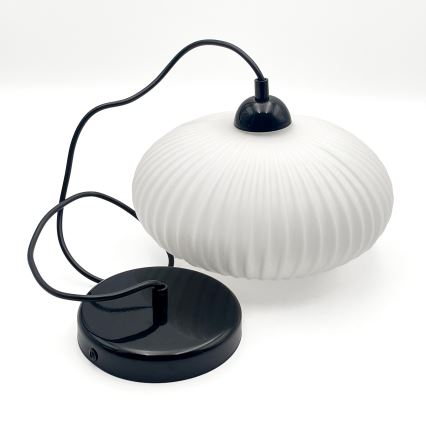 Lámpara colgante HARMA 1xE27/15W/230V diá. 25 cm blanco/negro