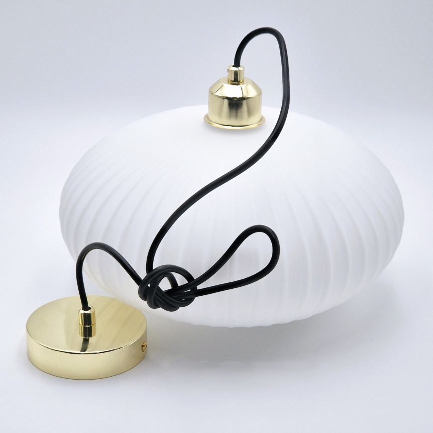 Lámpara colgante HARMA 1xE27/15W/230V diá. 30 cm blanco/dorado