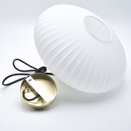 Lámpara colgante HARMA 1xE27/15W/230V diá. 30 cm blanco/dorado