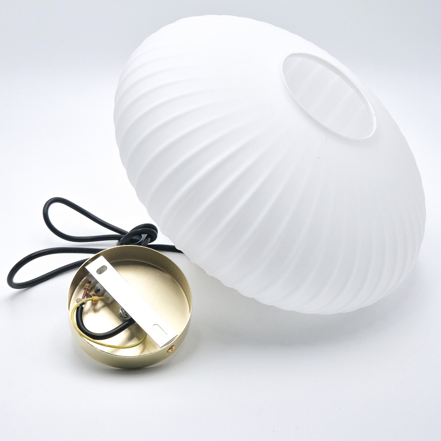 Lámpara colgante HARMA 1xE27/15W/230V diá. 30 cm blanco/dorado