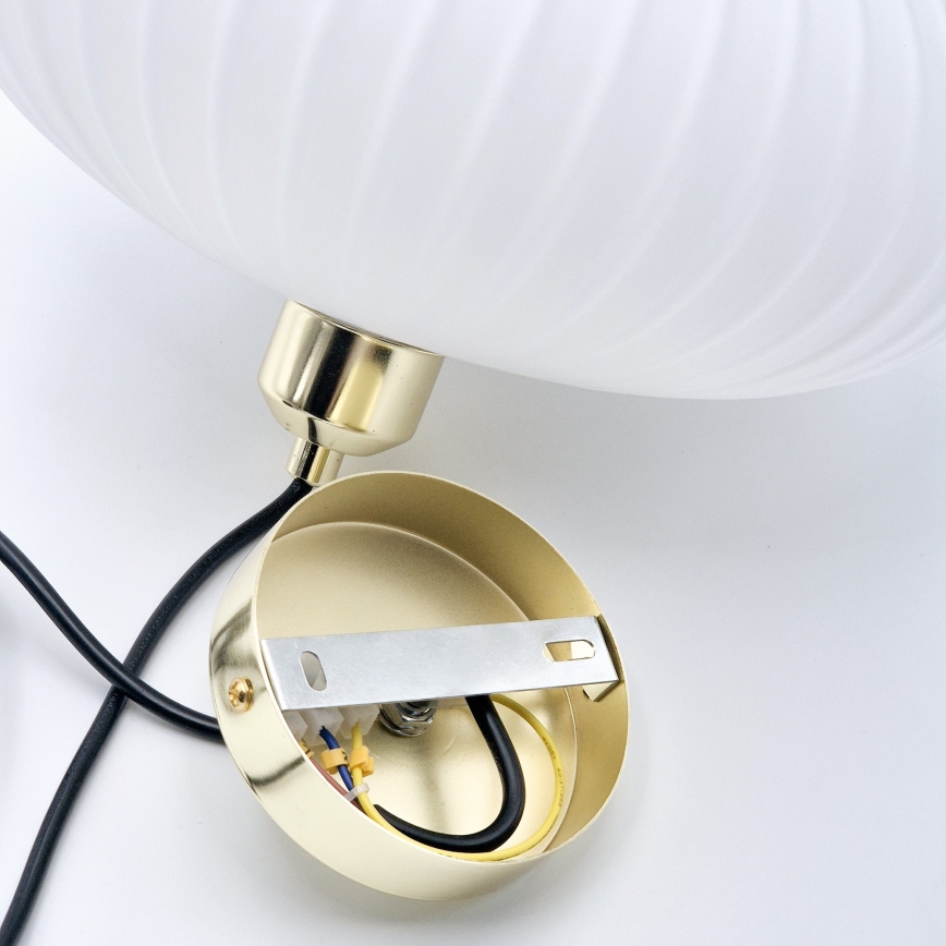 Lámpara colgante HARMA 1xE27/15W/230V diá. 30 cm blanco/dorado