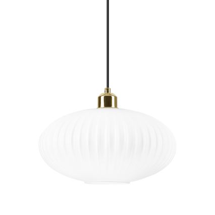 Lámpara colgante HARMA 1xE27/15W/230V diá. 30 cm blanco/dorado