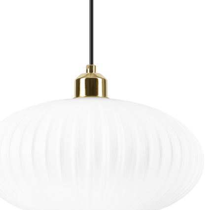 Lámpara colgante HARMA 1xE27/15W/230V diá. 30 cm blanco/dorado