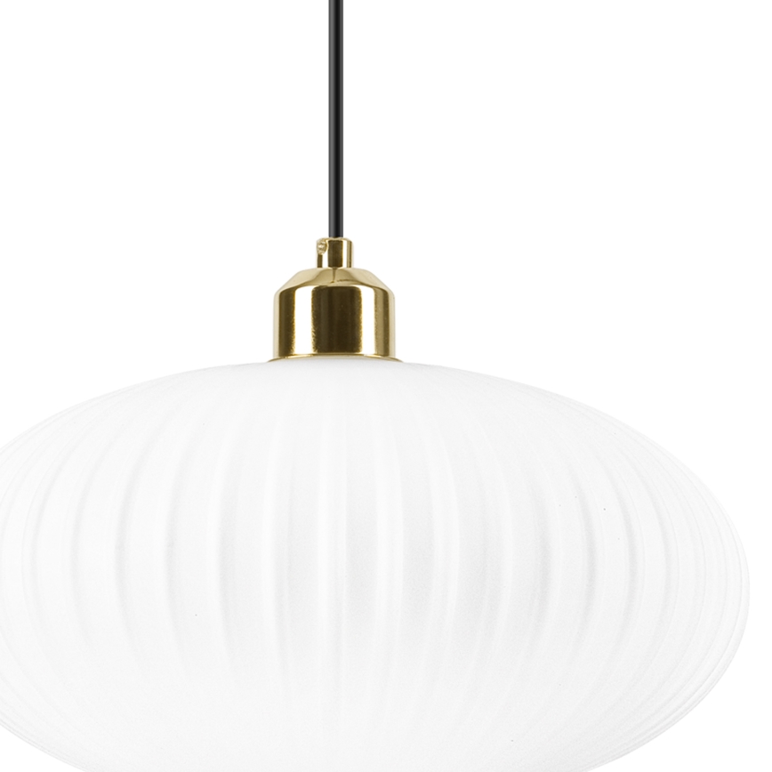 Lámpara colgante HARMA 1xE27/15W/230V diá. 30 cm blanco/dorado