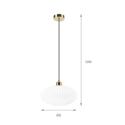 Lámpara colgante HARMA 1xE27/15W/230V diá. 30 cm blanco/dorado