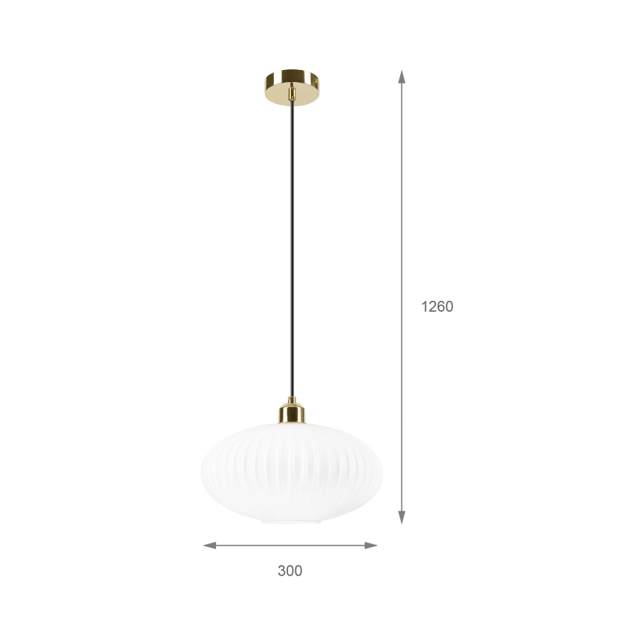Lámpara colgante HARMA 1xE27/15W/230V diá. 30 cm blanco/dorado