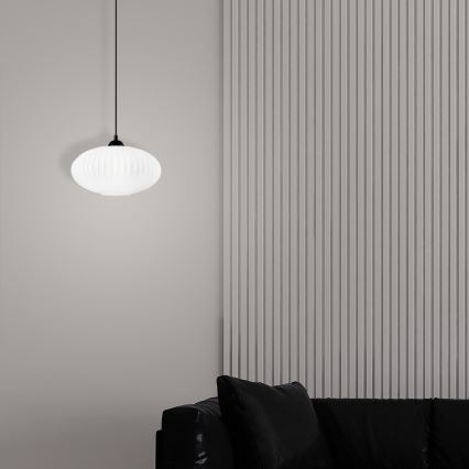 Lámpara colgante HARMA 1xE27/15W/230V diá. 30 cm blanco/negro