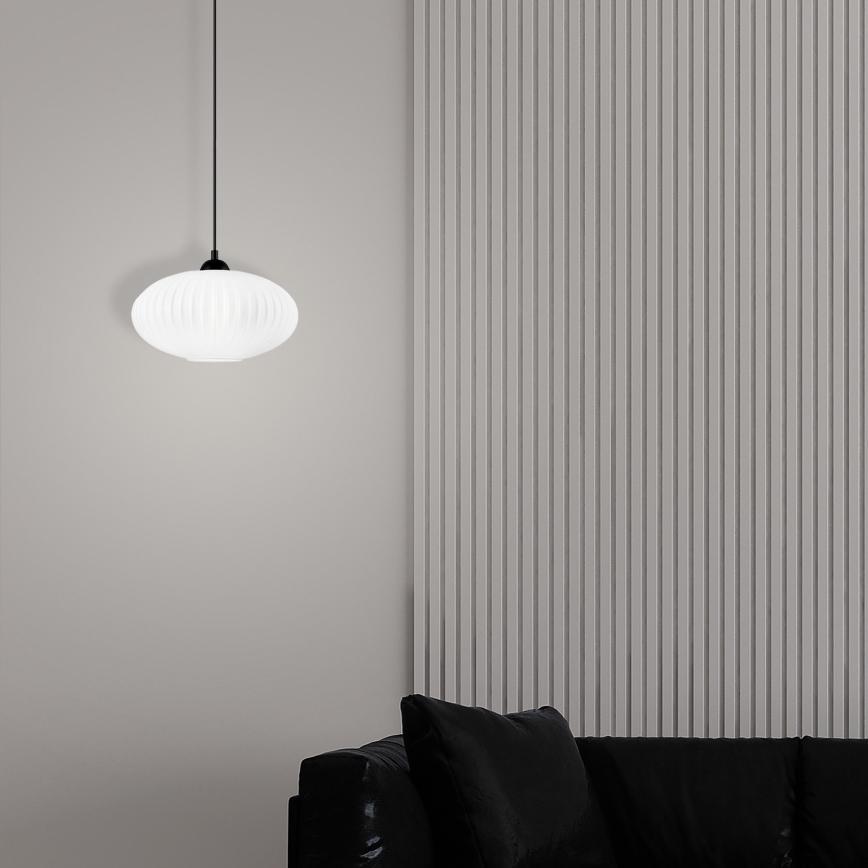 Lámpara colgante HARMA 1xE27/15W/230V diá. 30 cm blanco/negro