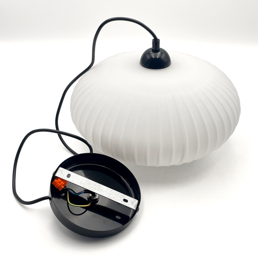 Lámpara colgante HARMA 1xE27/15W/230V diá. 30 cm blanco/negro