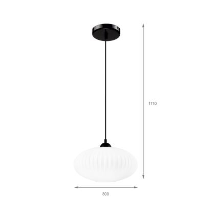 Lámpara colgante HARMA 1xE27/15W/230V diá. 30 cm blanco/negro