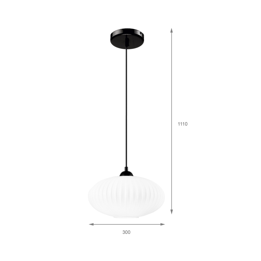 Lámpara colgante HARMA 1xE27/15W/230V diá. 30 cm blanco/negro