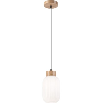Lámpara colgante HARMONY 1xE27/15W/230V diá. 14 cm blanco/roble