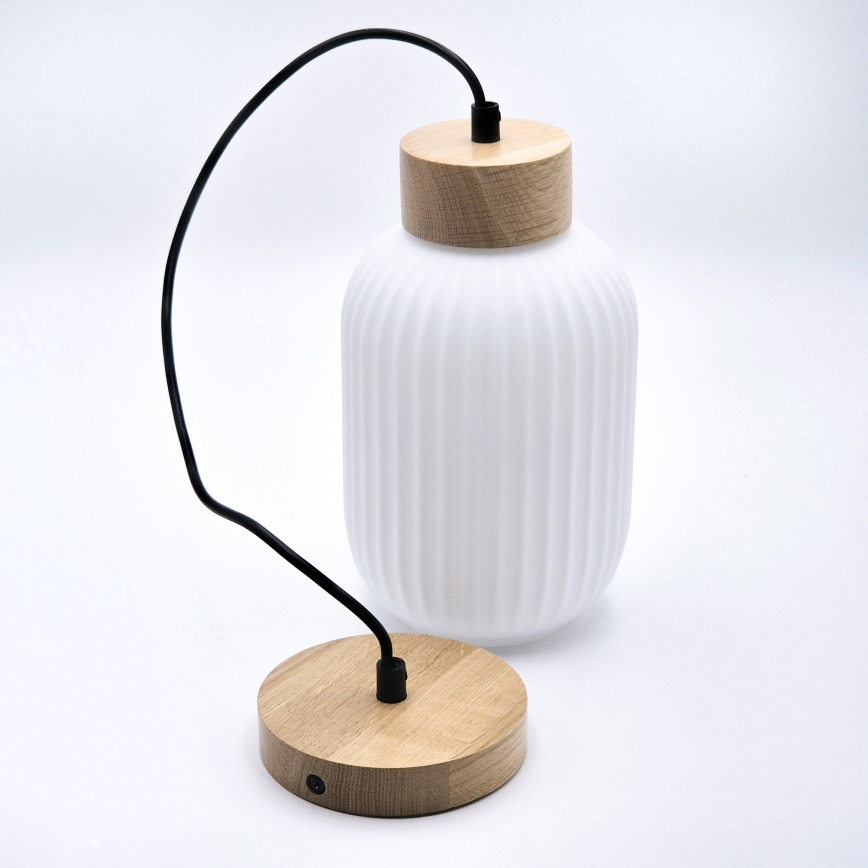 Lámpara colgante HARMONY 1xE27/15W/230V diá. 14 cm blanco/roble