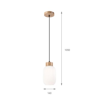 Lámpara colgante HARMONY 1xE27/15W/230V diá. 14 cm blanco/roble