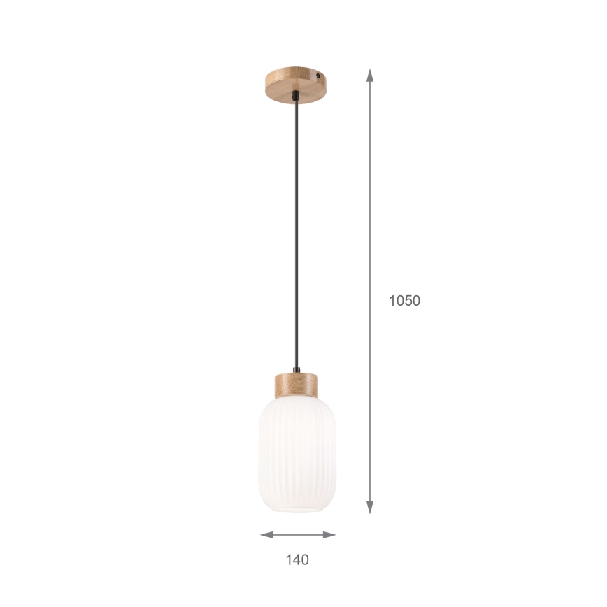 Lámpara colgante HARMONY 1xE27/15W/230V diá. 14 cm blanco/roble