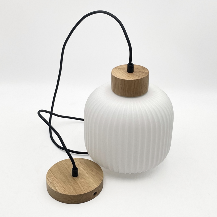 Lámpara colgante HARMONY 1xE27/15W/230V diá. 20 cm blanco/roble