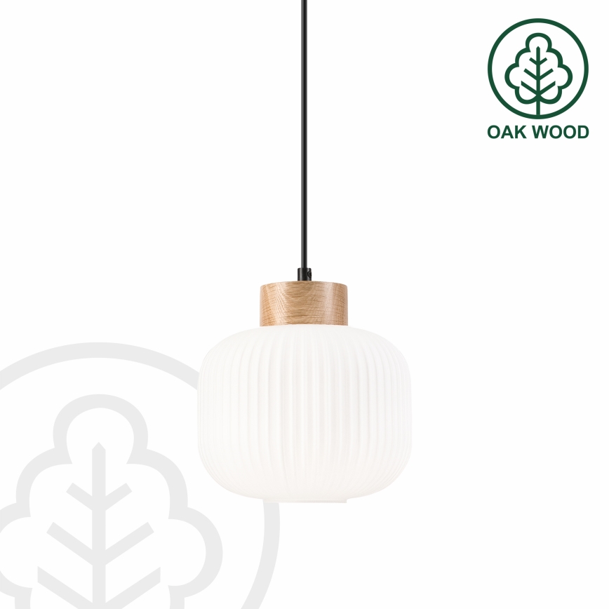 Lámpara colgante HARMONY 1xE27/15W/230V diá. 20 cm blanco/roble