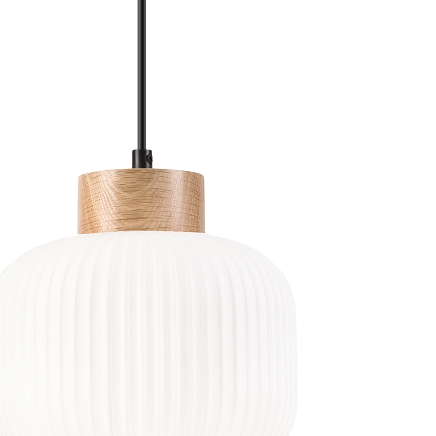 Lámpara colgante HARMONY 1xE27/15W/230V diá. 20 cm blanco/roble