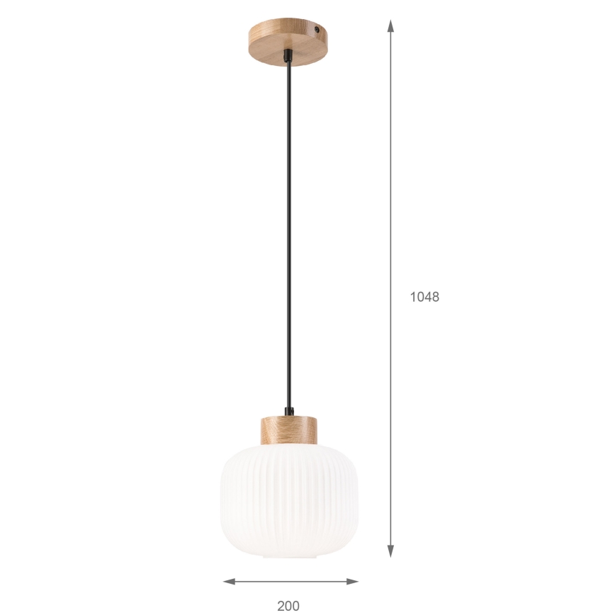 Lámpara colgante HARMONY 1xE27/15W/230V diá. 20 cm blanco/roble