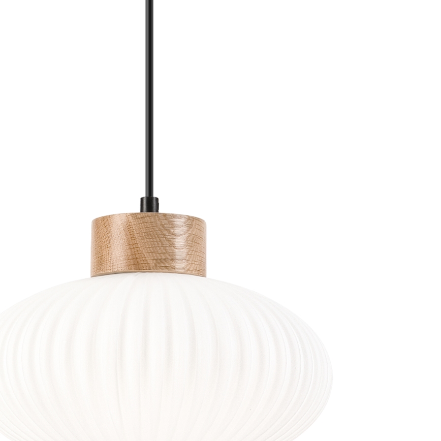 Lámpara colgante HARMONY 1xE27/15W/230V diá. 25 cm blanco/roble