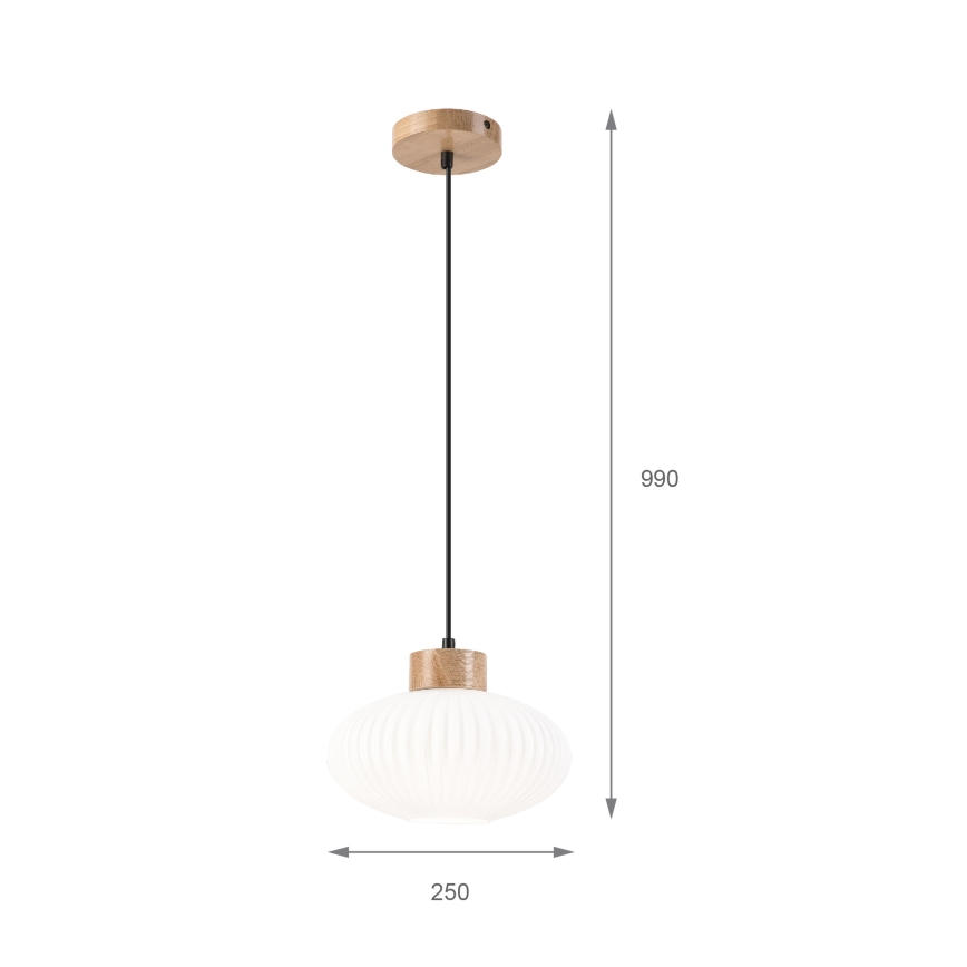 Lámpara colgante HARMONY 1xE27/15W/230V diá. 25 cm blanco/roble