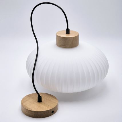 Lámpara colgante HARMONY 1xE27/15W/230V diá. 30 cm blanco/roble