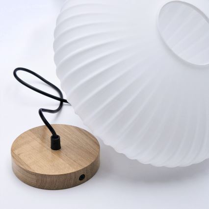 Lámpara colgante HARMONY 1xE27/15W/230V diá. 30 cm blanco/roble