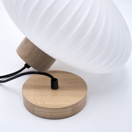 Lámpara colgante HARMONY 1xE27/15W/230V diá. 30 cm blanco/roble