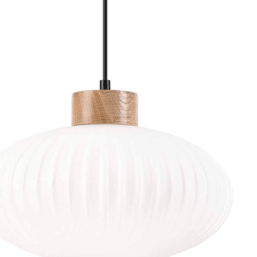 Lámpara colgante HARMONY 1xE27/15W/230V diá. 30 cm blanco/roble