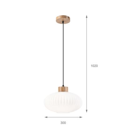Lámpara colgante HARMONY 1xE27/15W/230V diá. 30 cm blanco/roble