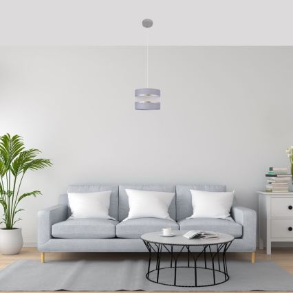 Lámpara colgante HELEN 1xE27/15W/230V diá. 20 cm gris/plata