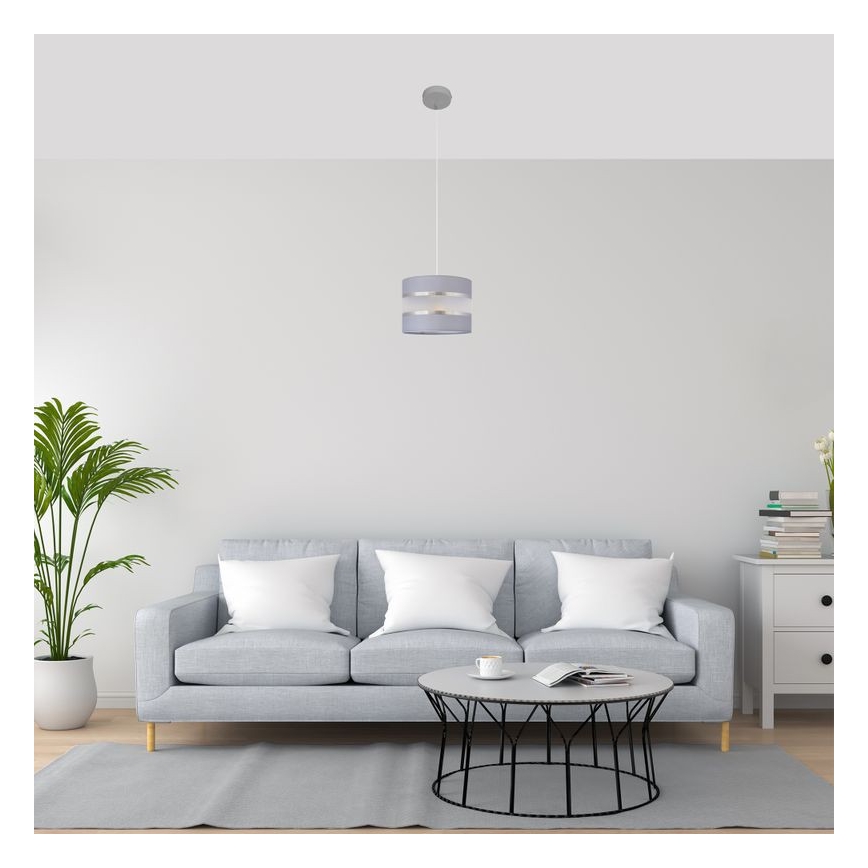 Lámpara colgante HELEN 1xE27/15W/230V diá. 20 cm gris/plata
