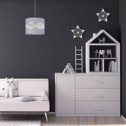 Lámpara colgante HELEN 1xE27/15W/230V diá. 20 cm gris/plata