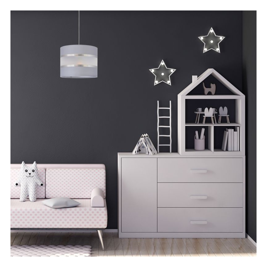 Lámpara colgante HELEN 1xE27/15W/230V diá. 20 cm gris/plata
