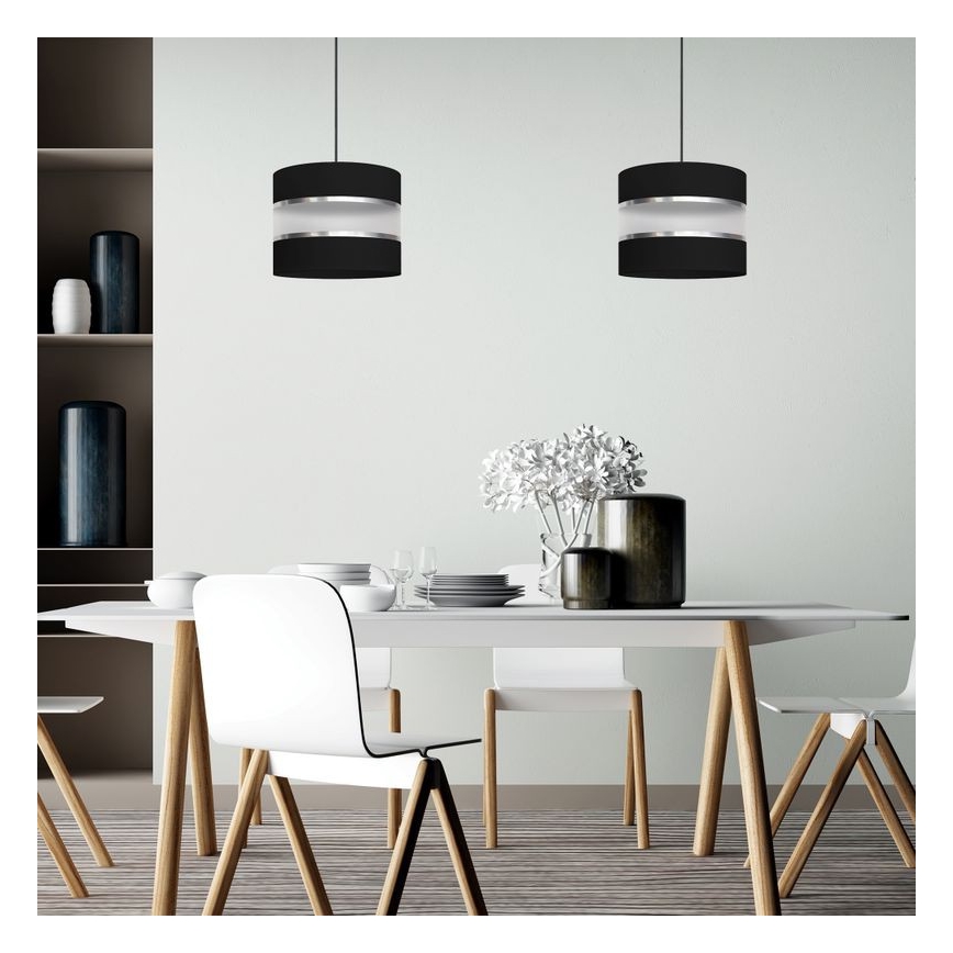 Lámpara colgante HELEN 1xE27/15W/230V diá. 20 cm negro/plata