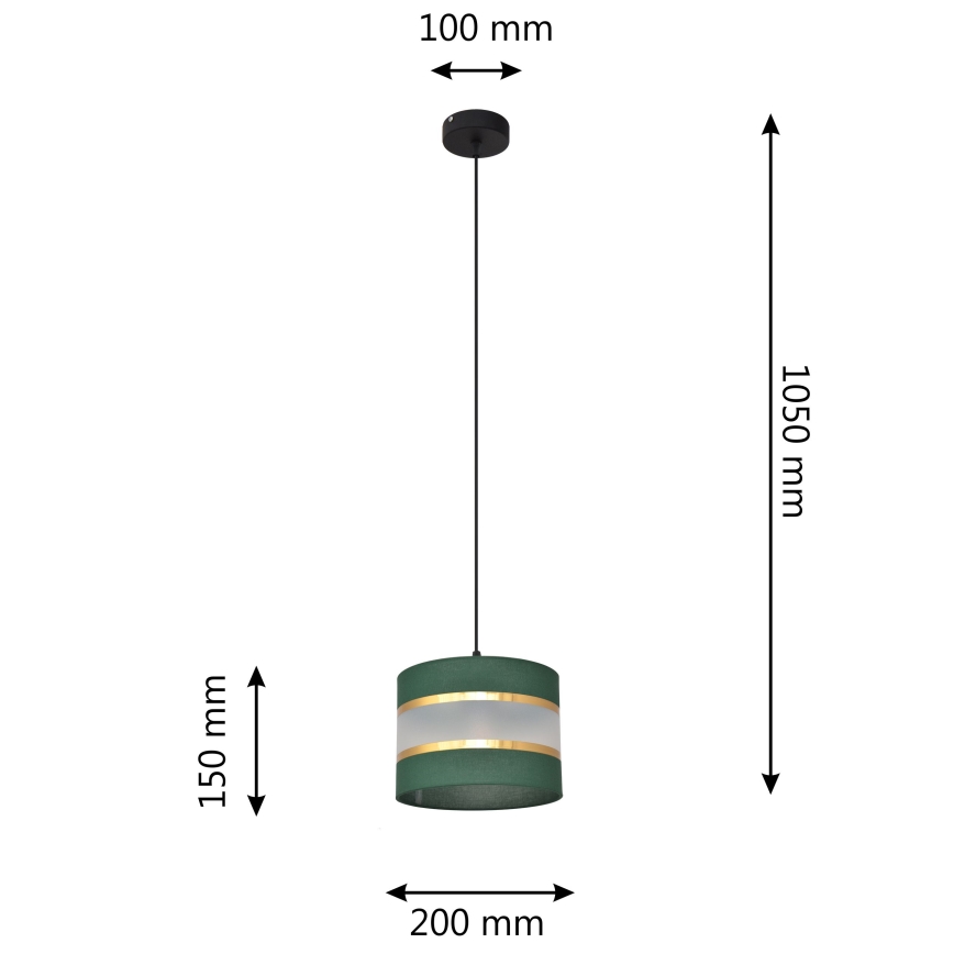 Lámpara colgante HELEN 1xE27/15W/230V diá. 20 cm verde/dorado