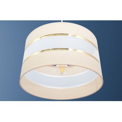 Lámpara colgante HELEN 1xE27/15W/230V diá. 35 cm color crema/dorado