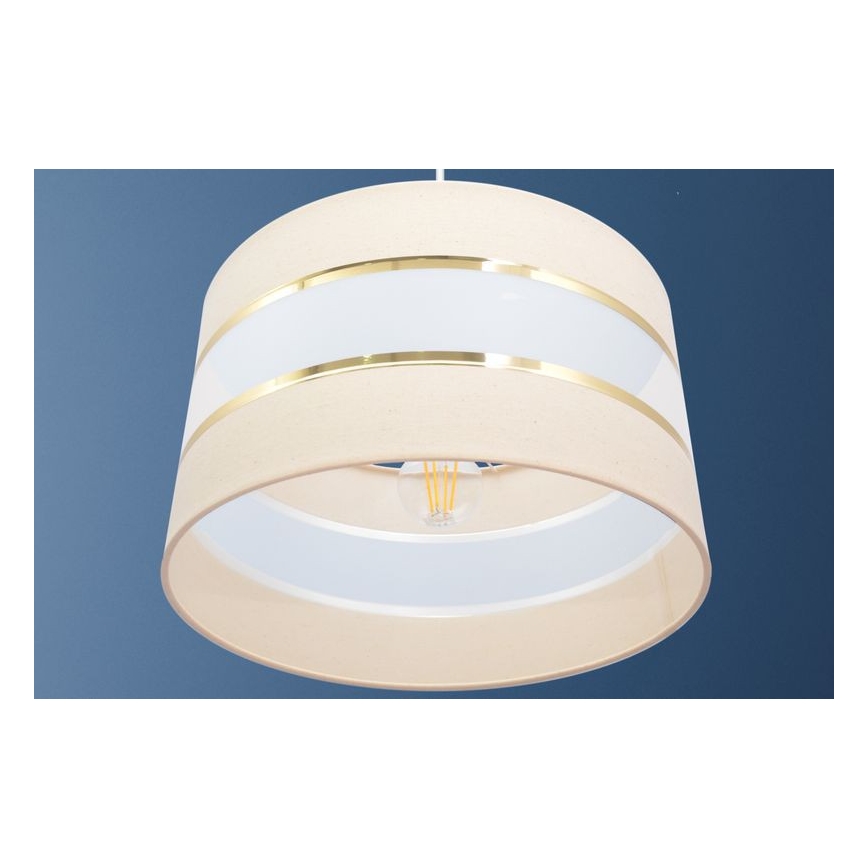 Lámpara colgante HELEN 1xE27/15W/230V diá. 35 cm color crema/dorado