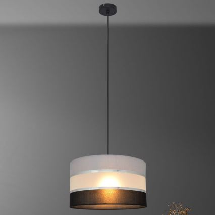Lámpara colgante HELEN 1xE27/15W/230V diá. 35 cm negro/gris/plata