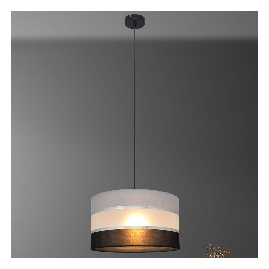 Lámpara colgante HELEN 1xE27/15W/230V diá. 35 cm negro/gris/plata